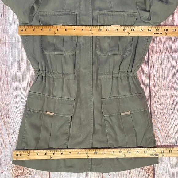 H&M Conscious Utility Jacket Olive Green Womens XS Size 2 Military Style - Picture 10 of 10